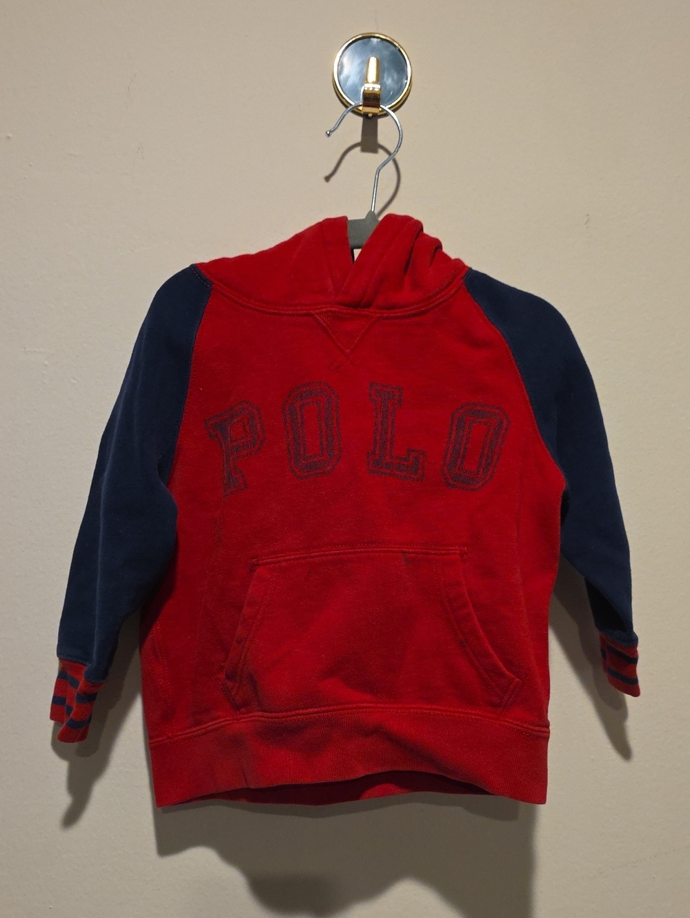 Polo by Ralph Lauren Red & Navy Hooded Pullover for Kids Size 2 2t